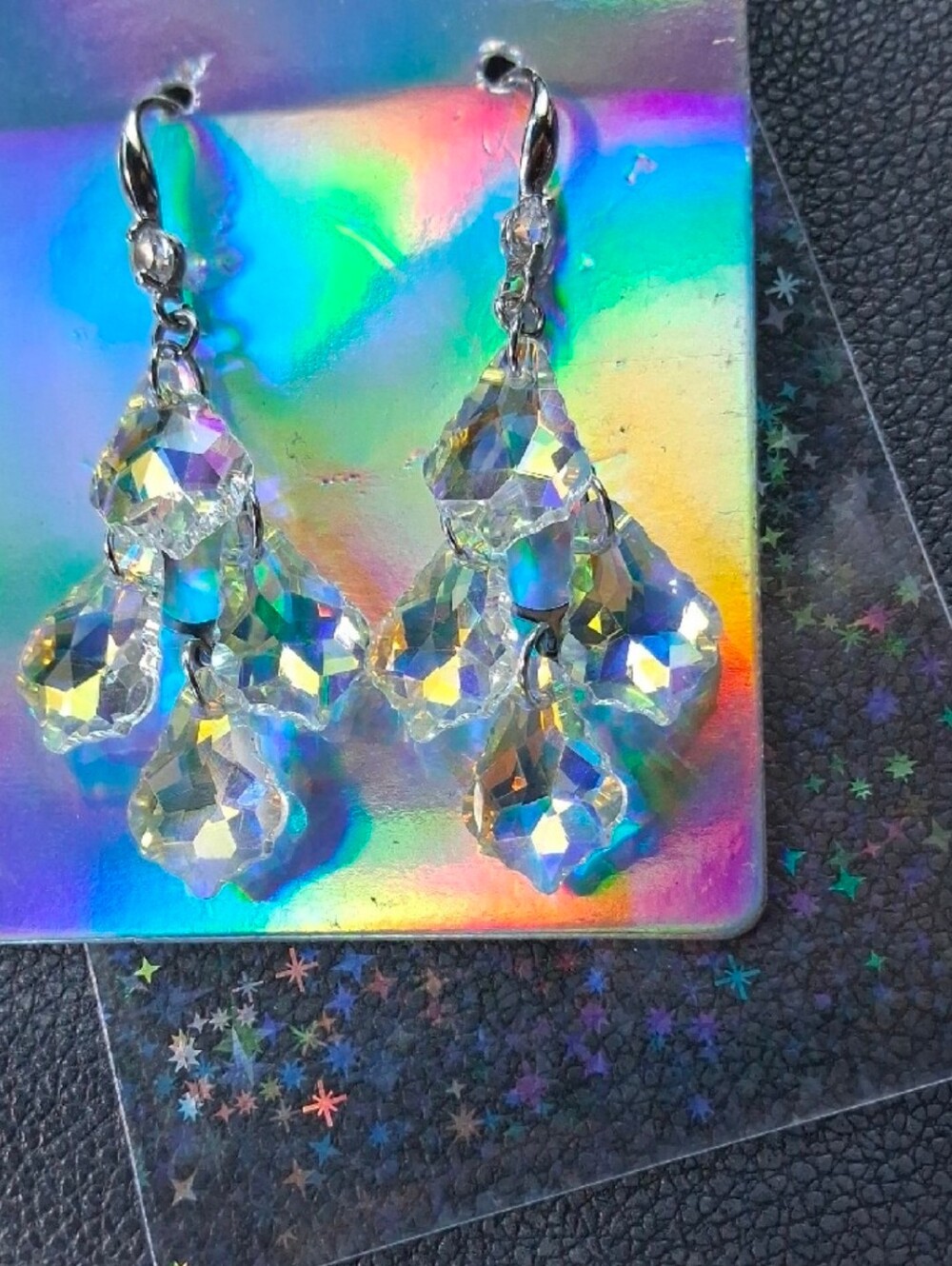 $8 Each Or Bundle 5/$20 Aurora Crystal Teardrop Dangle Earrings - Clear